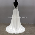 Bridal Gowns Sexy Backless Sleeveless Illusion V Neck Chapel Train Hot Sale Lace Wedding Dress